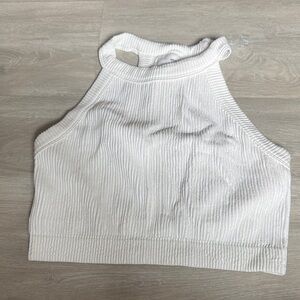 Aerie White Ribbed Crop Top size large